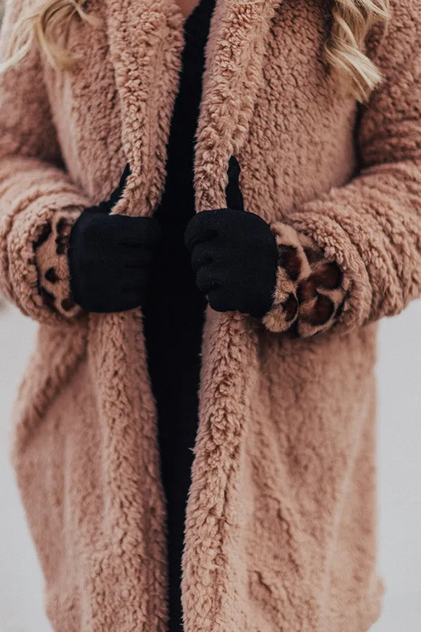London Snowfall Smart Touch Leopard Gloves In Brown