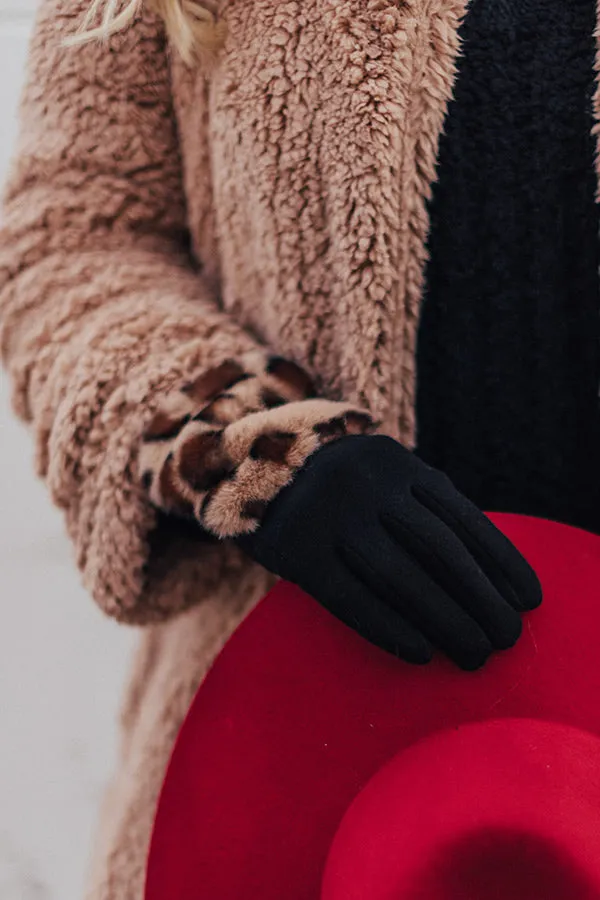 London Snowfall Smart Touch Leopard Gloves In Brown