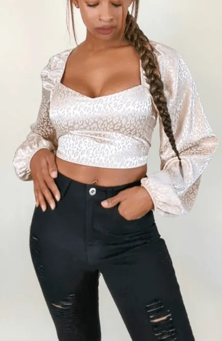 Looks Good Going Leopard Cream Tie Top