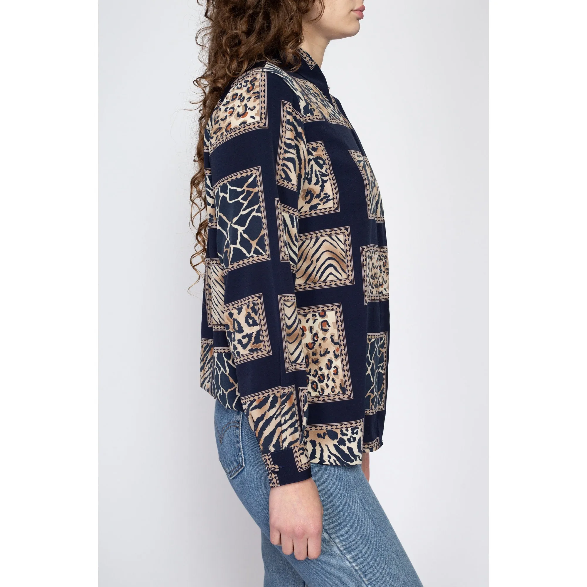 Medium 90s Animal Print Picture Frame Blouse