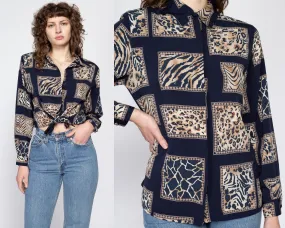 Medium 90s Animal Print Picture Frame Blouse