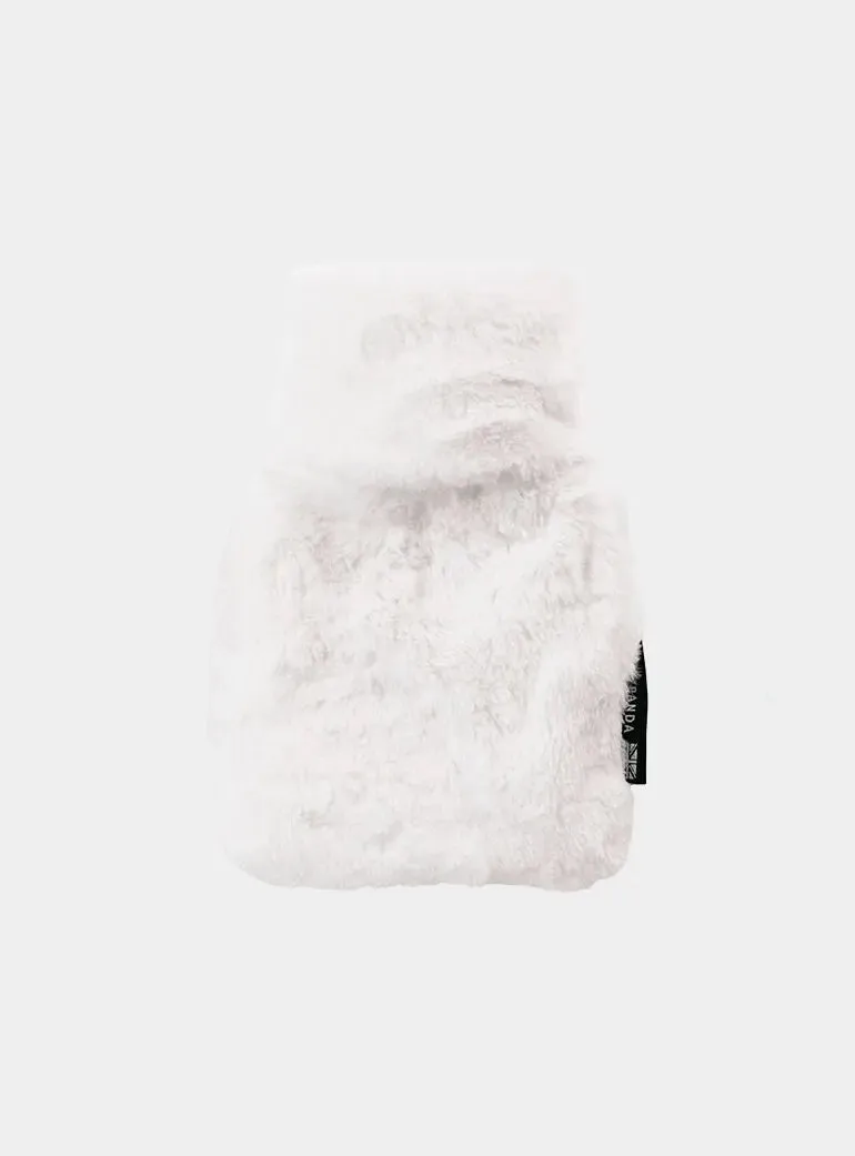 Mini Silky Soft White Faux Fur Hot Water Bottle