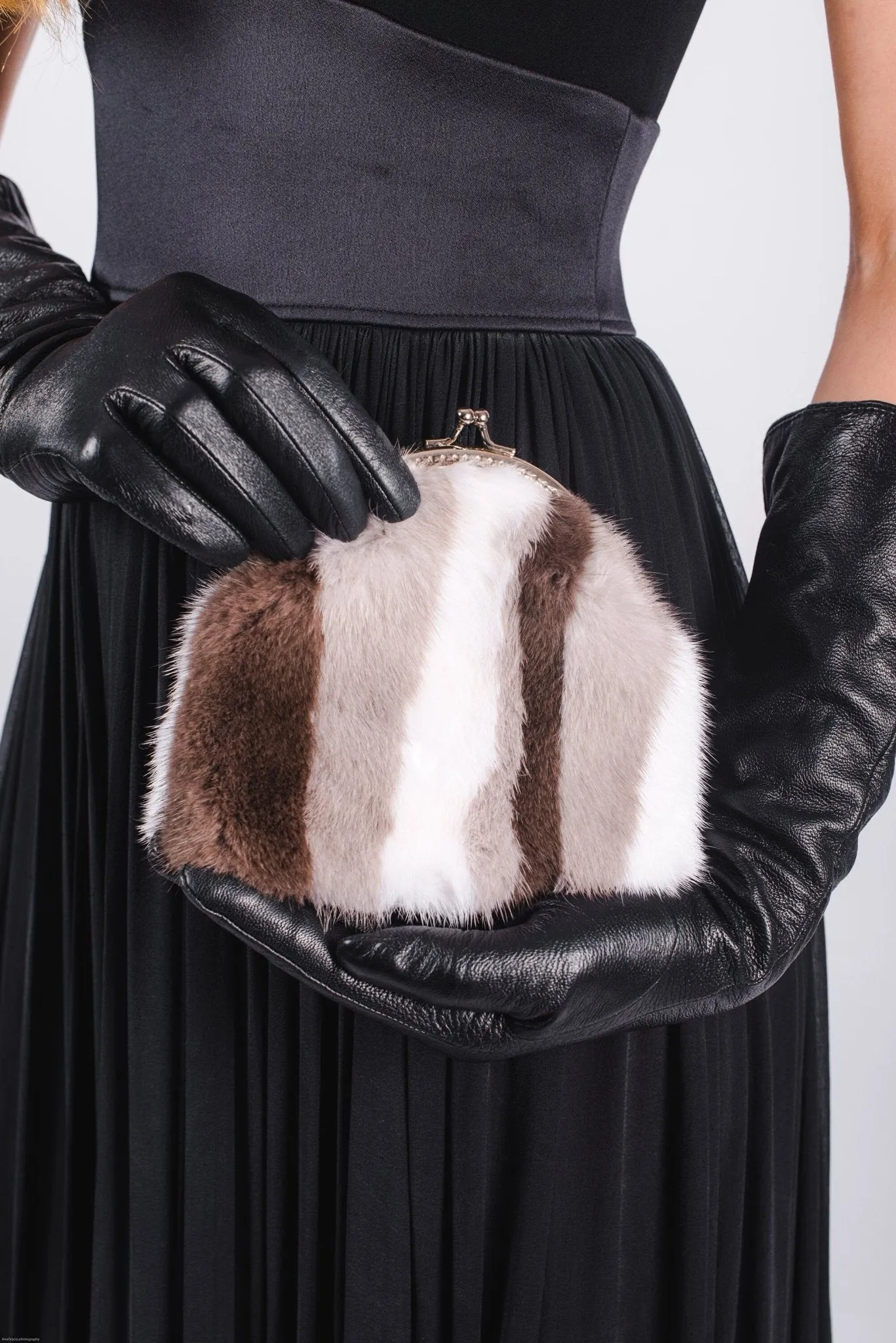 Mink Fur Minaudiere Clutch