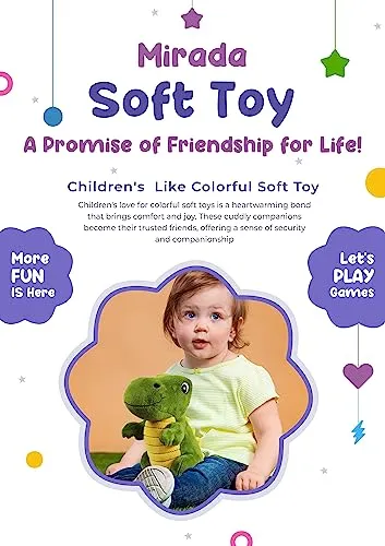 Mirada Super Soft Standing Green and Yellow Dinosaur Soft Toy for Boys/Kids/Girls | Soft Stuffed Plush Animal | - 35cm