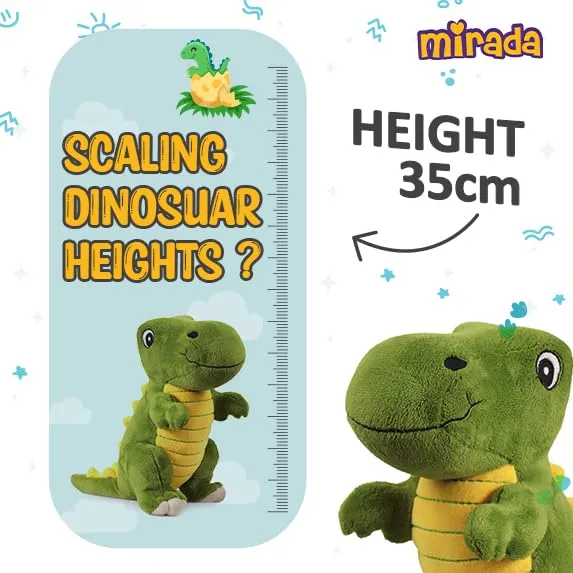 Mirada Super Soft Standing Green and Yellow Dinosaur Soft Toy for Boys/Kids/Girls | Soft Stuffed Plush Animal | - 35cm