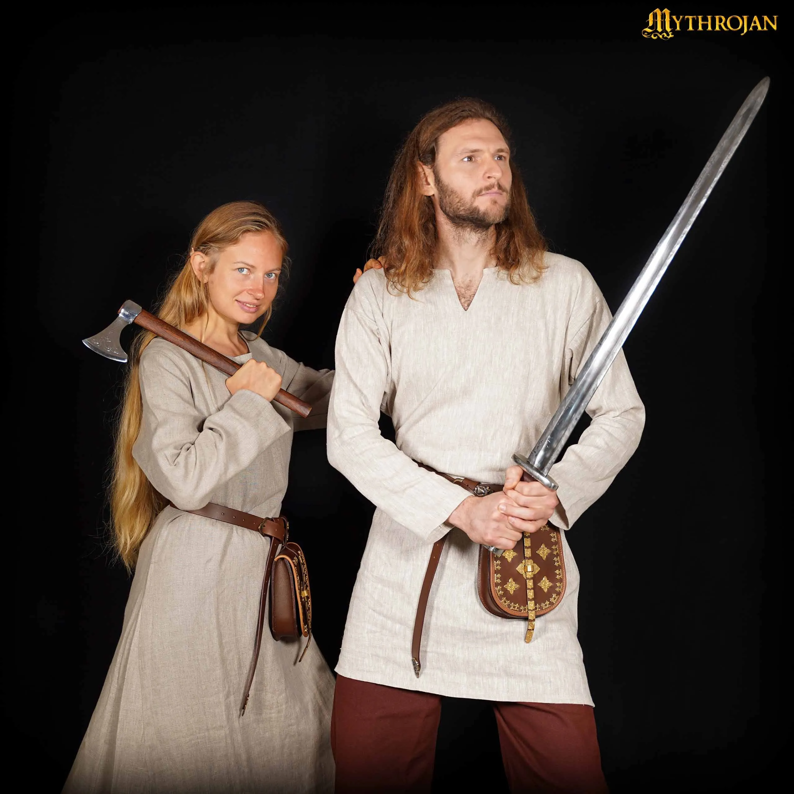 Mythrojan “Erik” Viking Baltic Linen Tunic : ideal for Viking, Anglo-Saxon and early medieval event, LARP, SCA & Reenactment
