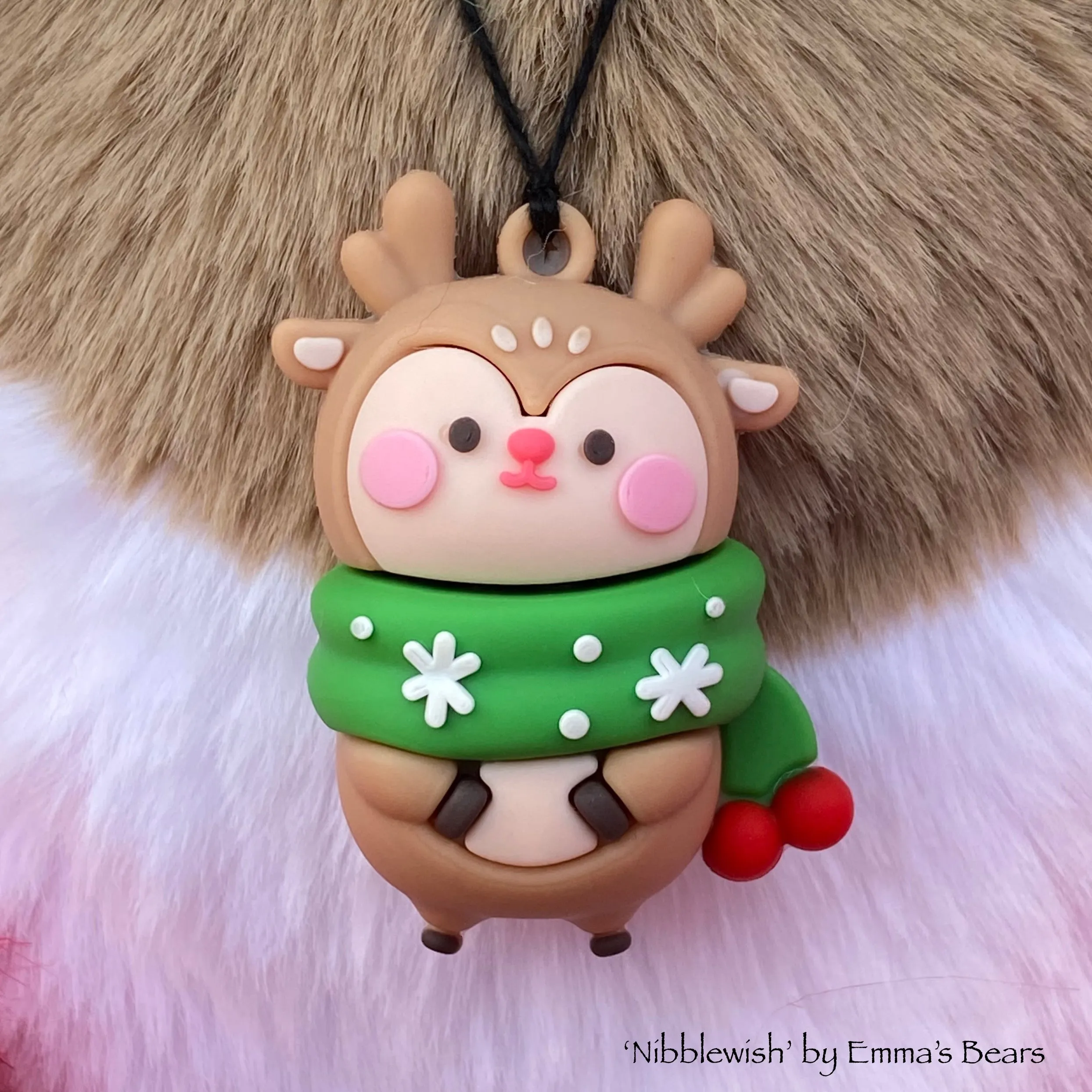 Nibblewish - 17" Faux Fur Christmas Artist Bear by Emma's Bears - OOAK