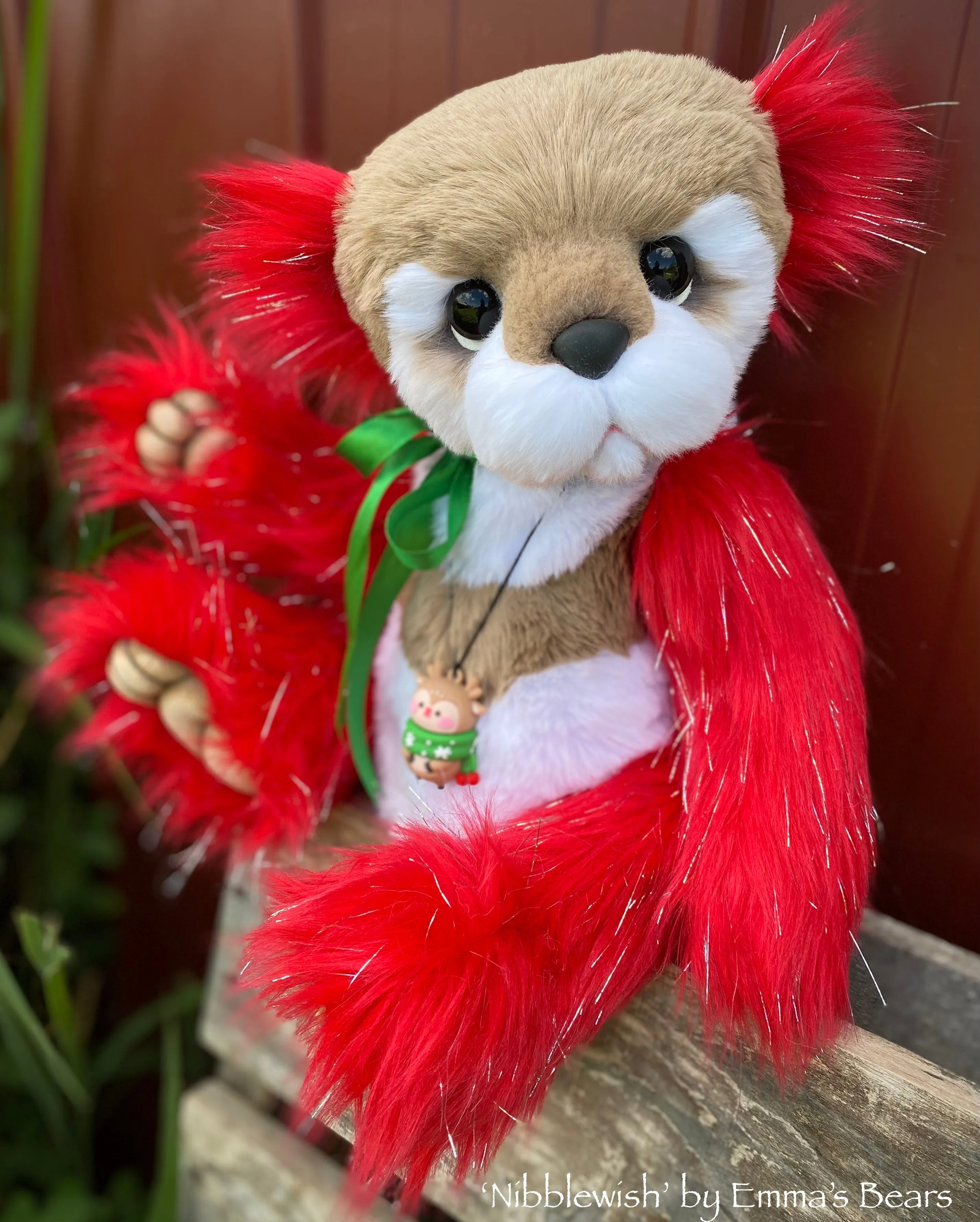 Nibblewish - 17" Faux Fur Christmas Artist Bear by Emma's Bears - OOAK