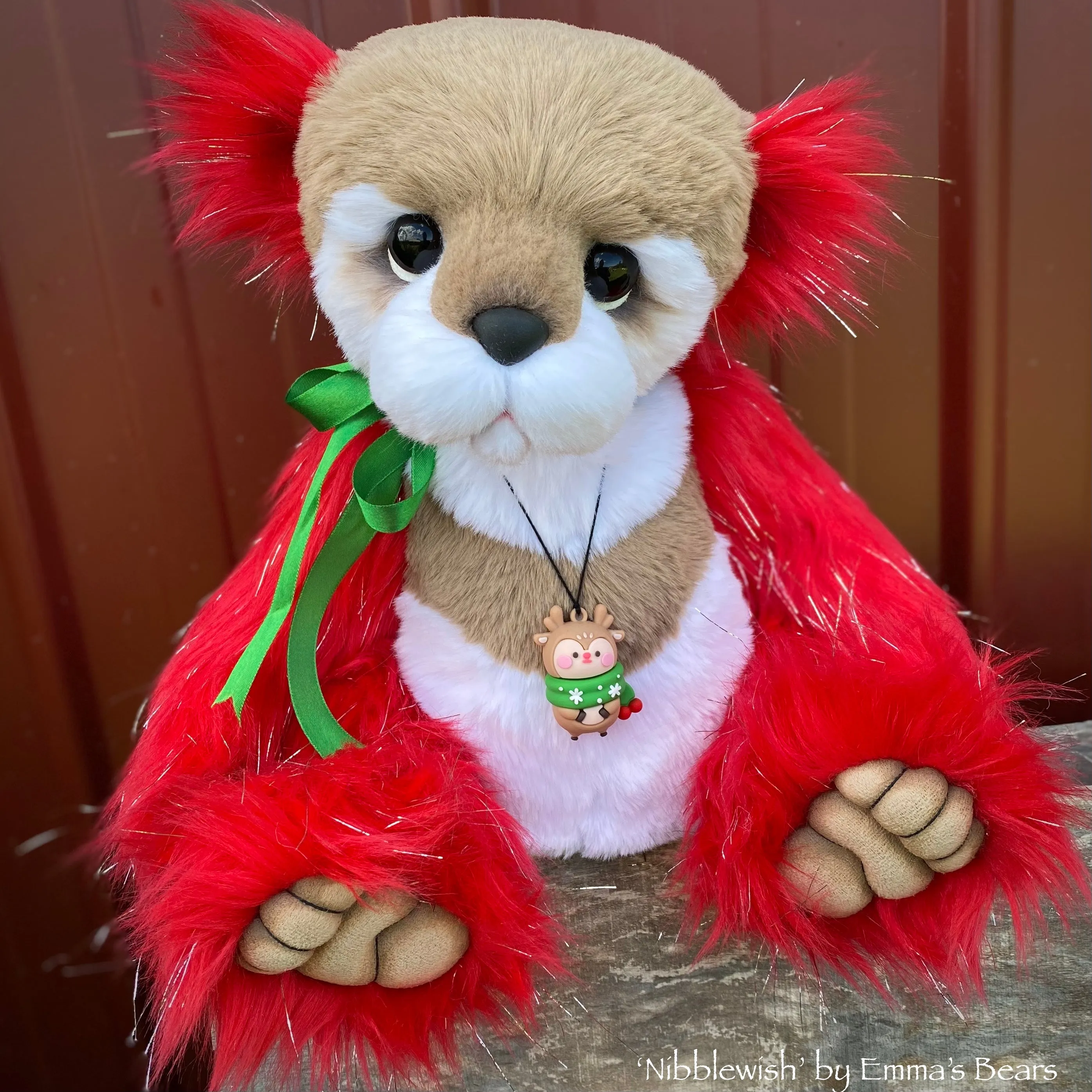 Nibblewish - 17" Faux Fur Christmas Artist Bear by Emma's Bears - OOAK
