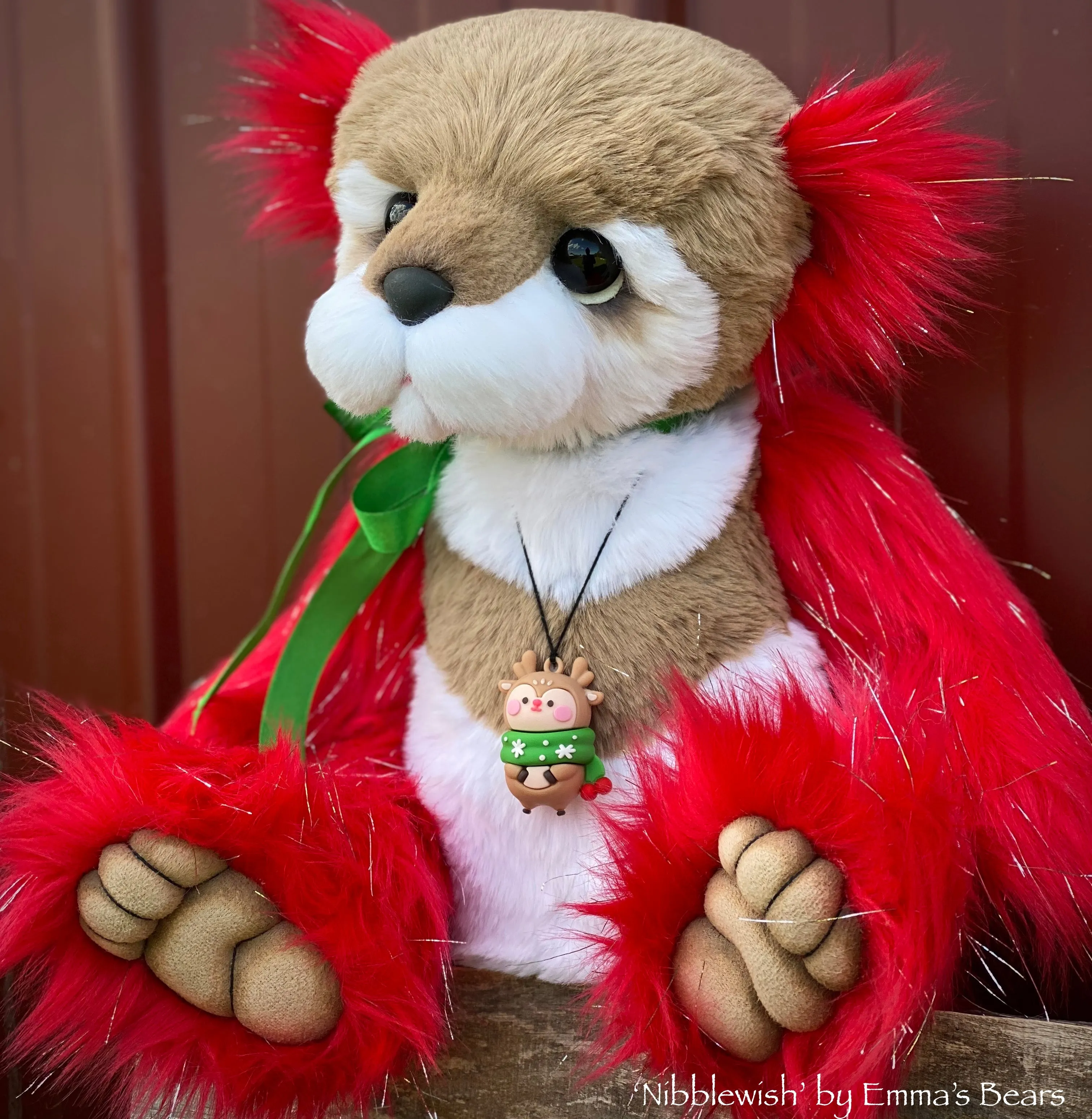 Nibblewish - 17" Faux Fur Christmas Artist Bear by Emma's Bears - OOAK