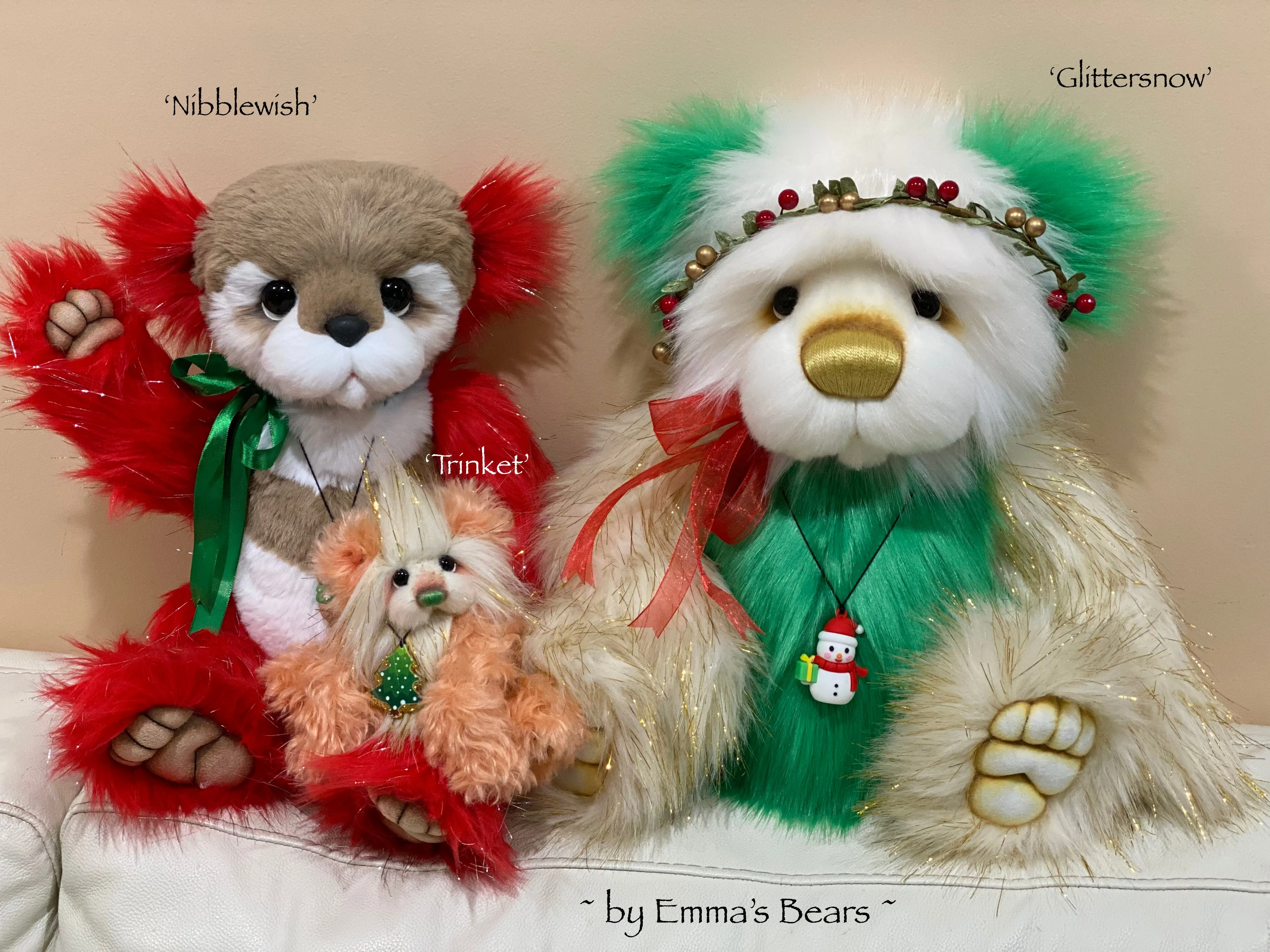 Nibblewish - 17" Faux Fur Christmas Artist Bear by Emma's Bears - OOAK