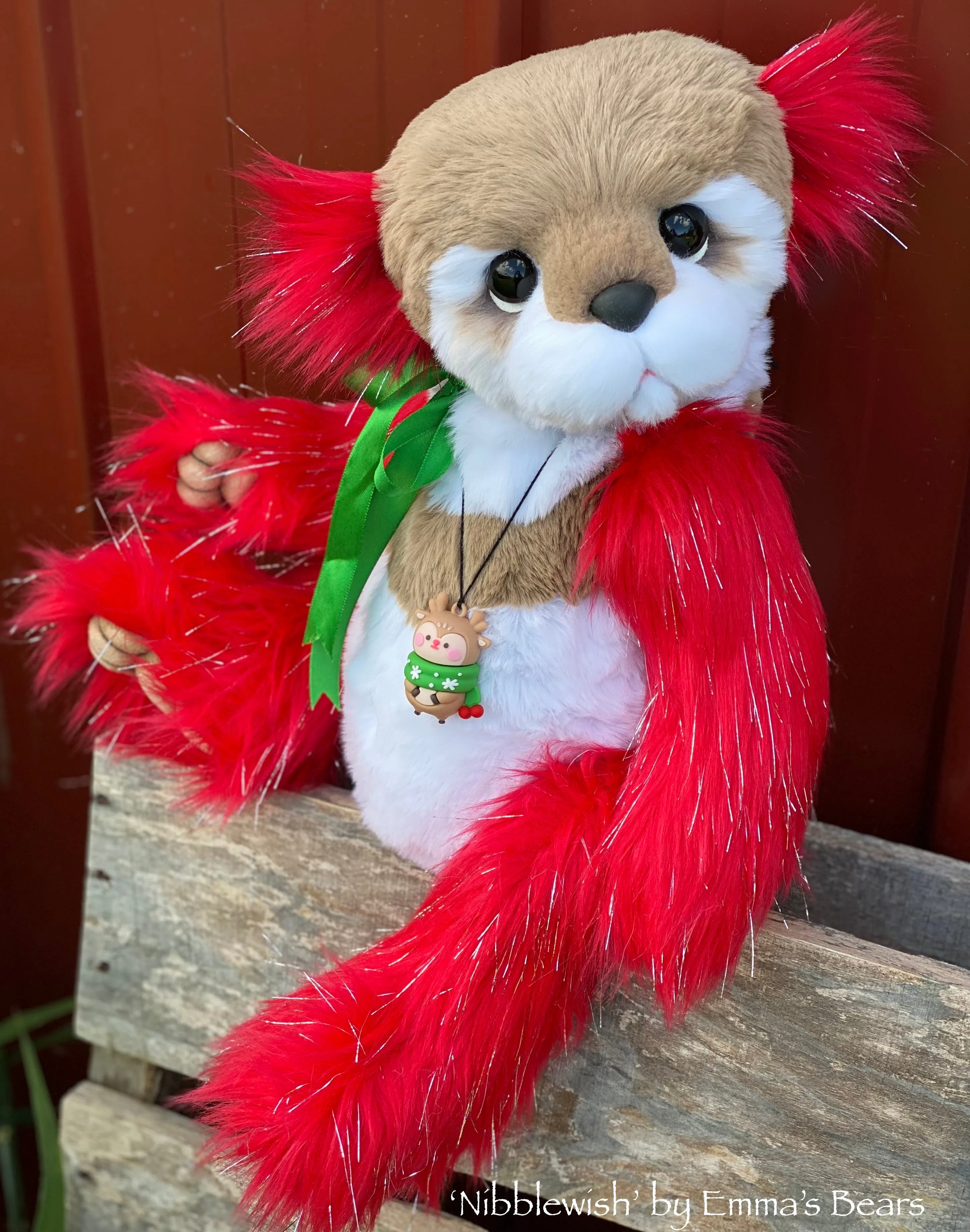 Nibblewish - 17" Faux Fur Christmas Artist Bear by Emma's Bears - OOAK