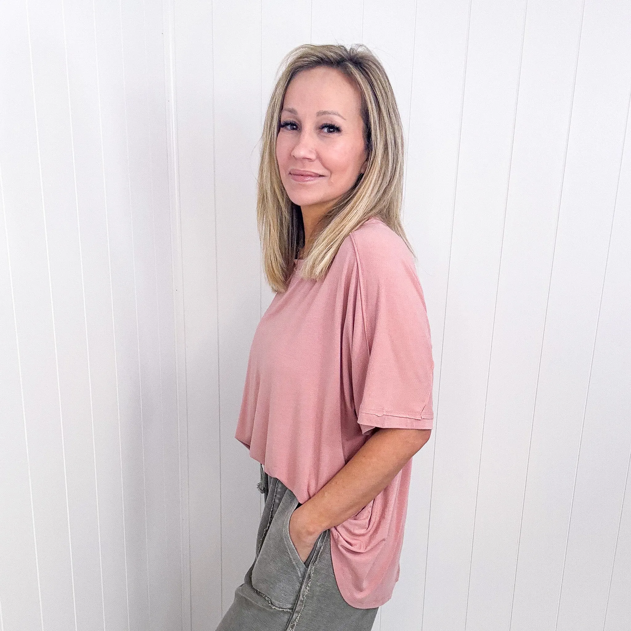 Oversized Short Sleeve Pleated Back Tunic in 3 Colors