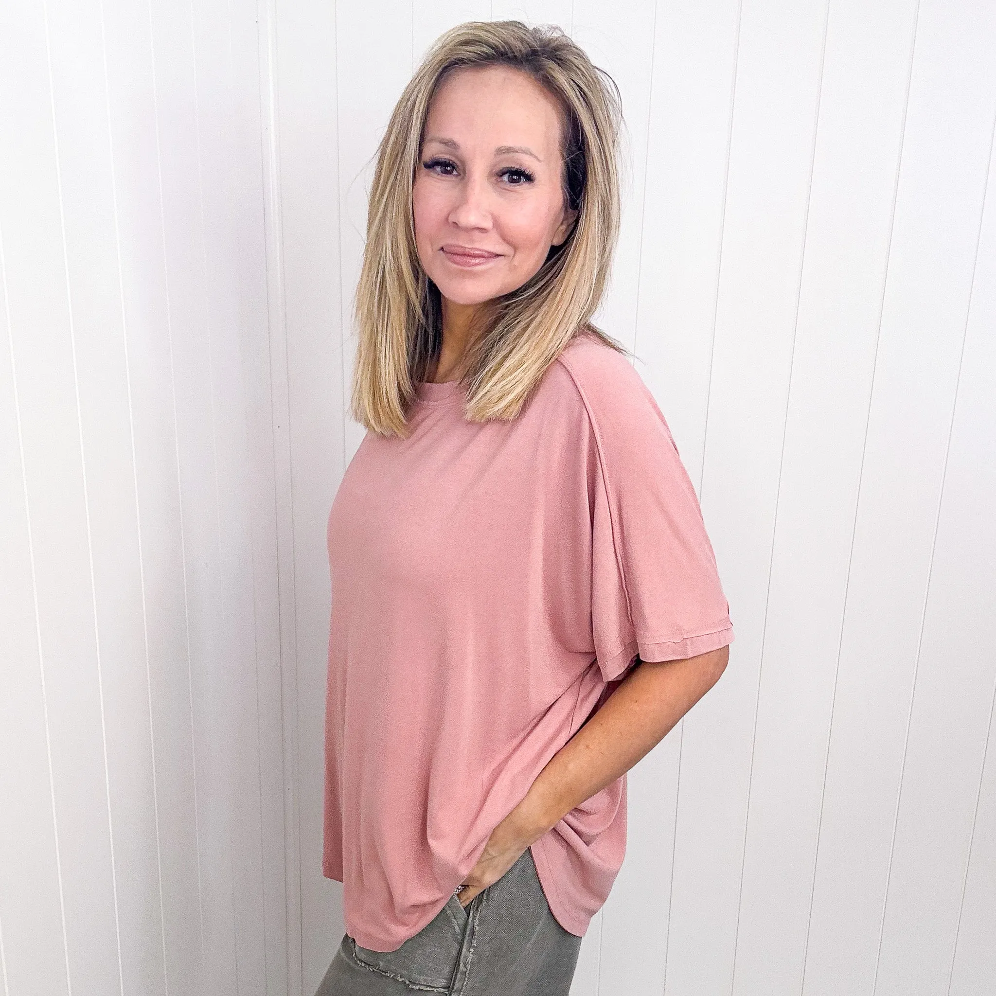 Oversized Short Sleeve Pleated Back Tunic in 3 Colors