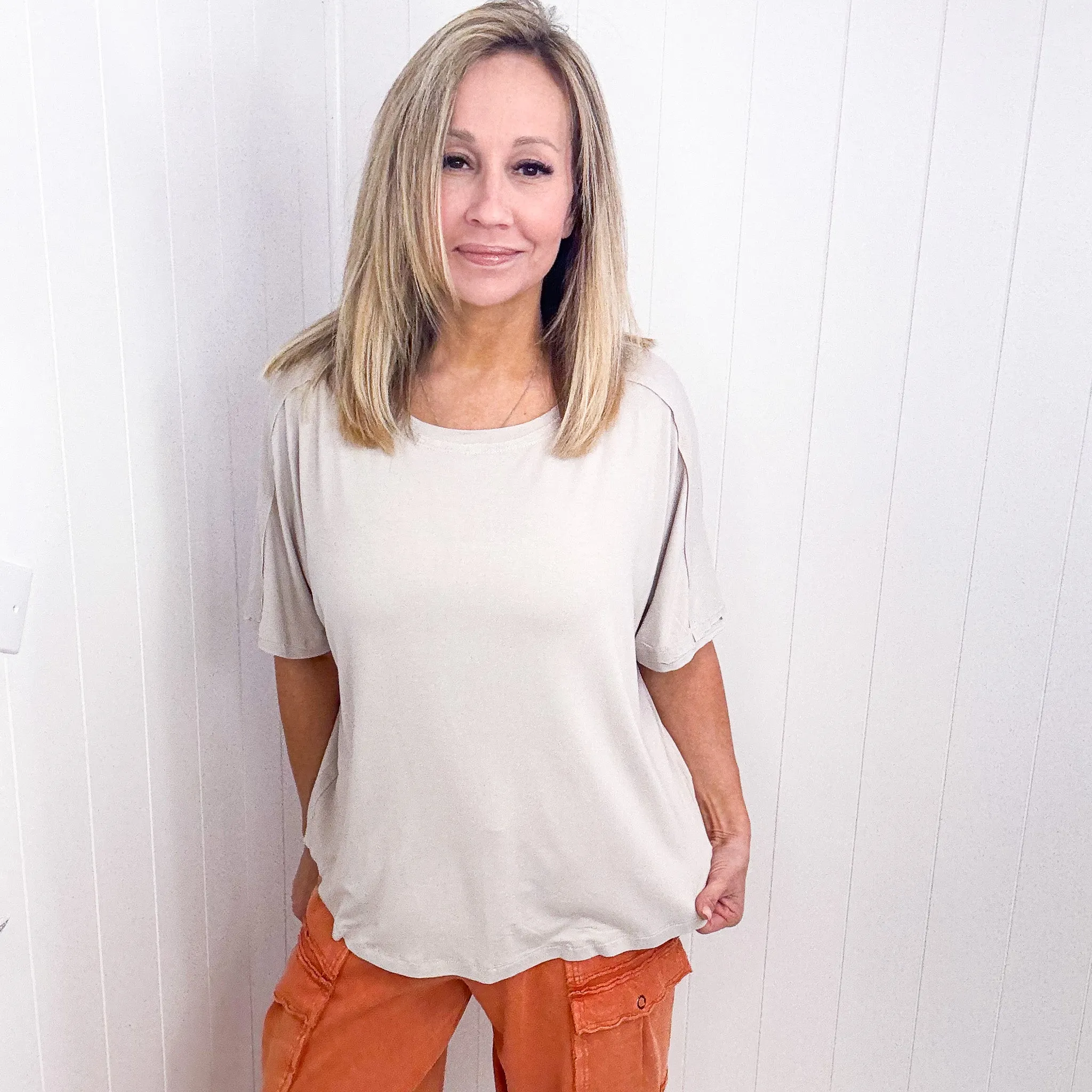 Oversized Short Sleeve Pleated Back Tunic in 3 Colors