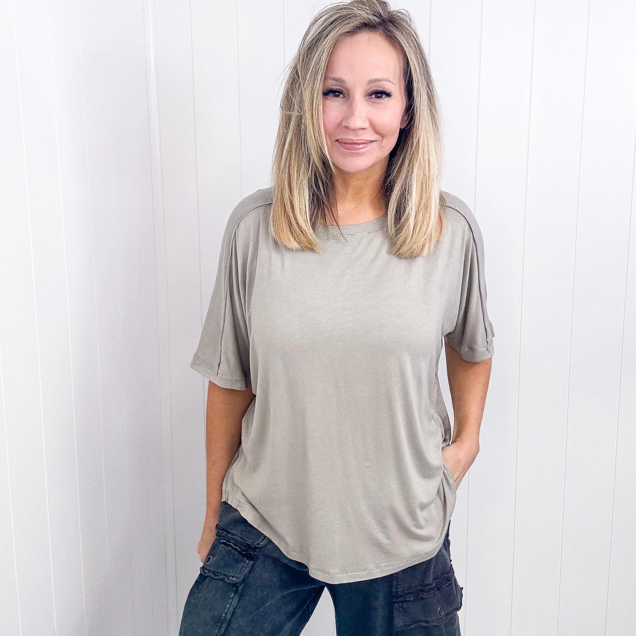 Oversized Short Sleeve Pleated Back Tunic in 3 Colors
