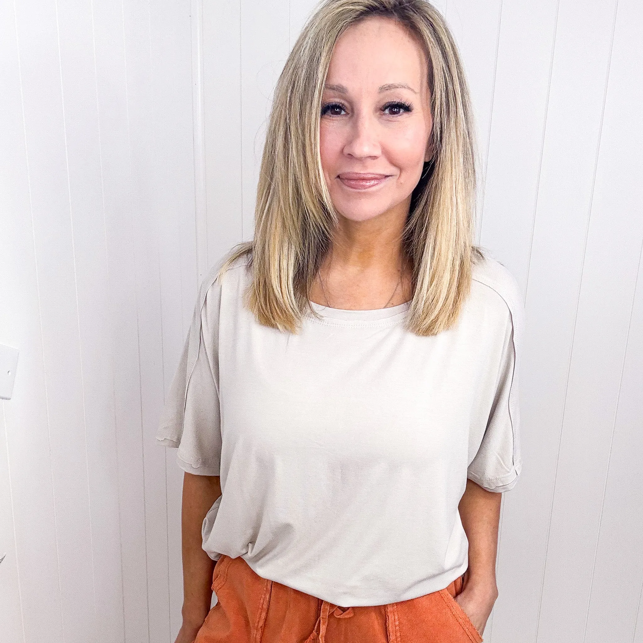 Oversized Short Sleeve Pleated Back Tunic in 3 Colors