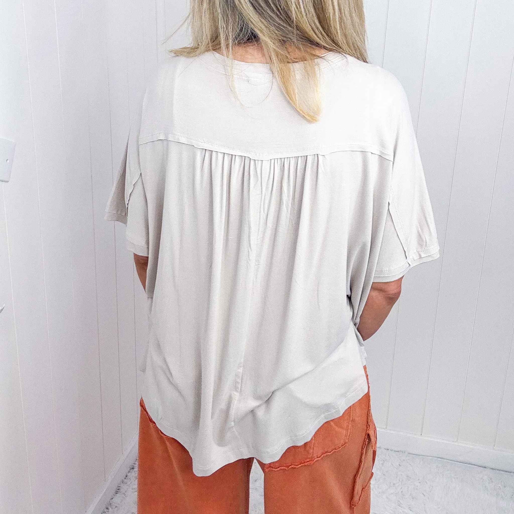 Oversized Short Sleeve Pleated Back Tunic in 3 Colors