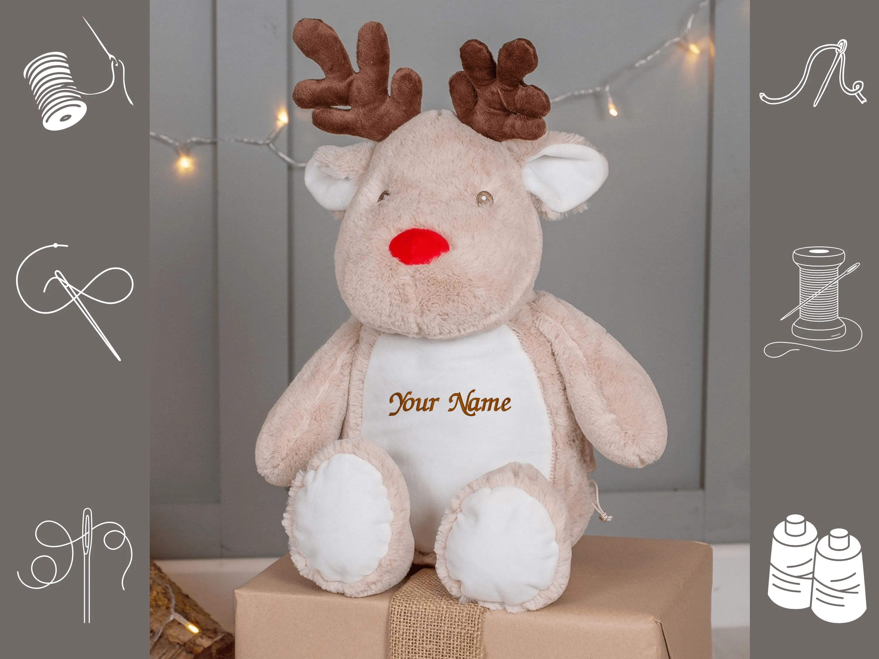 Personalised Embroidered Reindeer Plush Toy