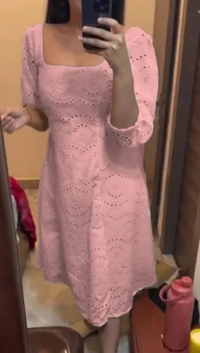 Pink Chikankari Pakistani Royal Hakuba Designer Ready to Wear One Piece Tunic Dress
