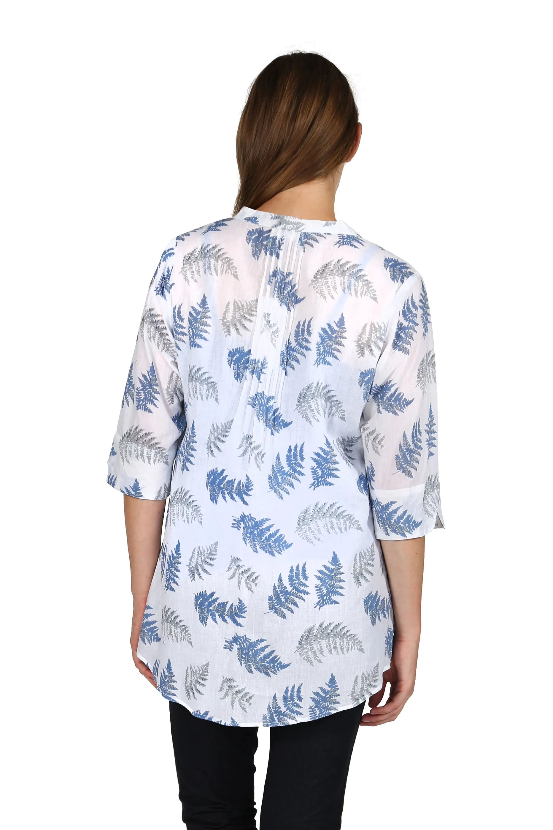Pleat Front Printed Cotton Top