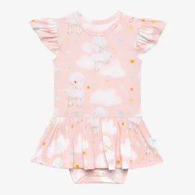 Posh Peanut Mary Ruffled Caplseeve Basic Twirl Skirt Bodysuit