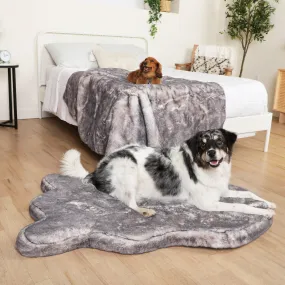 PupRug™ Luxe Orthopedic Bed   Matching Waterproof Blanket Bundle - Ultra Soft Chinchilla