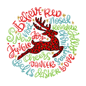 Red Leopard Reindeer Christmas Sign, Wreath Supplies, Wreath Attachment, Door Hanger, Wreath Sign