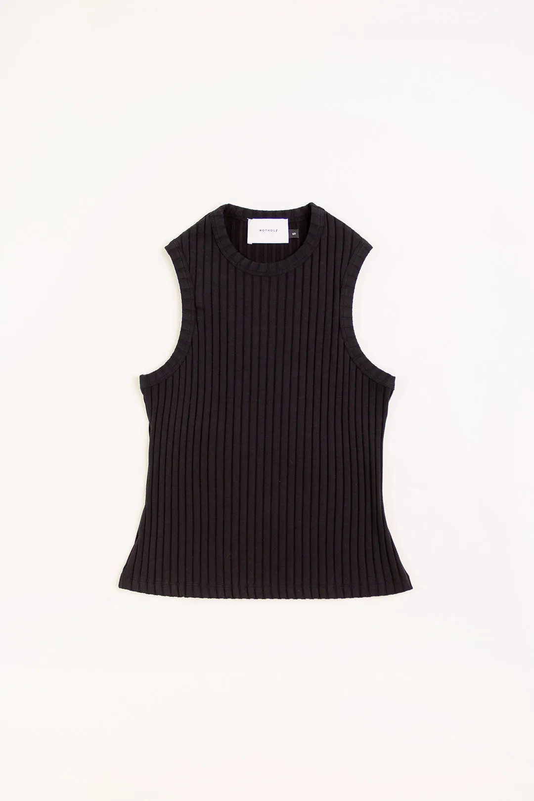 ribbed cotton tank top - black