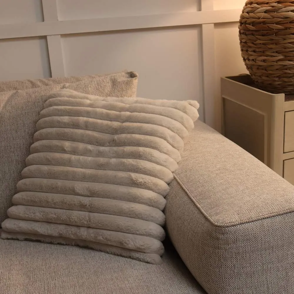 Ribbed Faux Fur Cushion