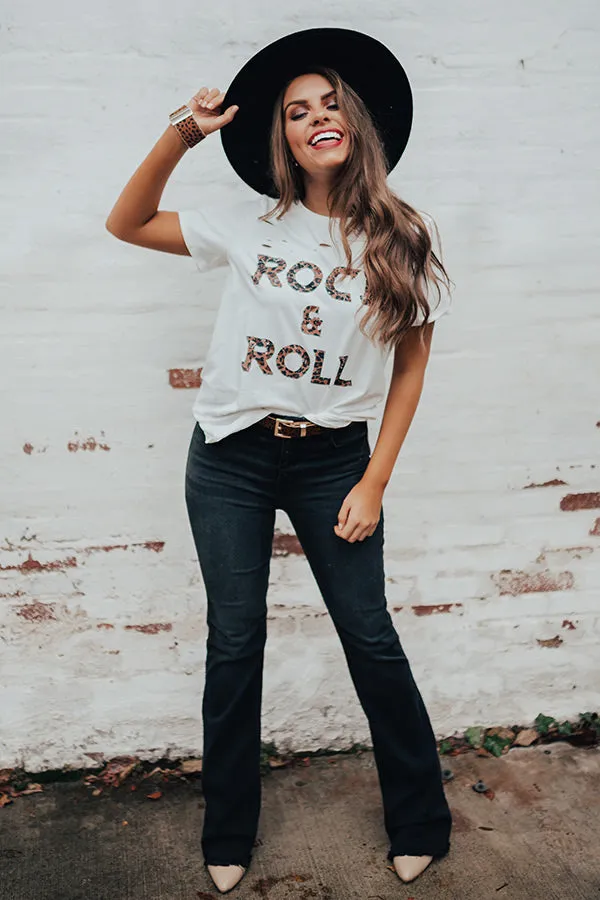 Rock And Roll Leopard Distressed Boyfriend Tee