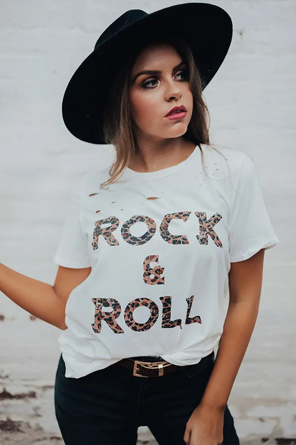 Rock And Roll Leopard Distressed Boyfriend Tee