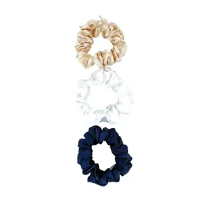 Silk Magnolia 3 Pack Scrunchies Navy/Leopard/White