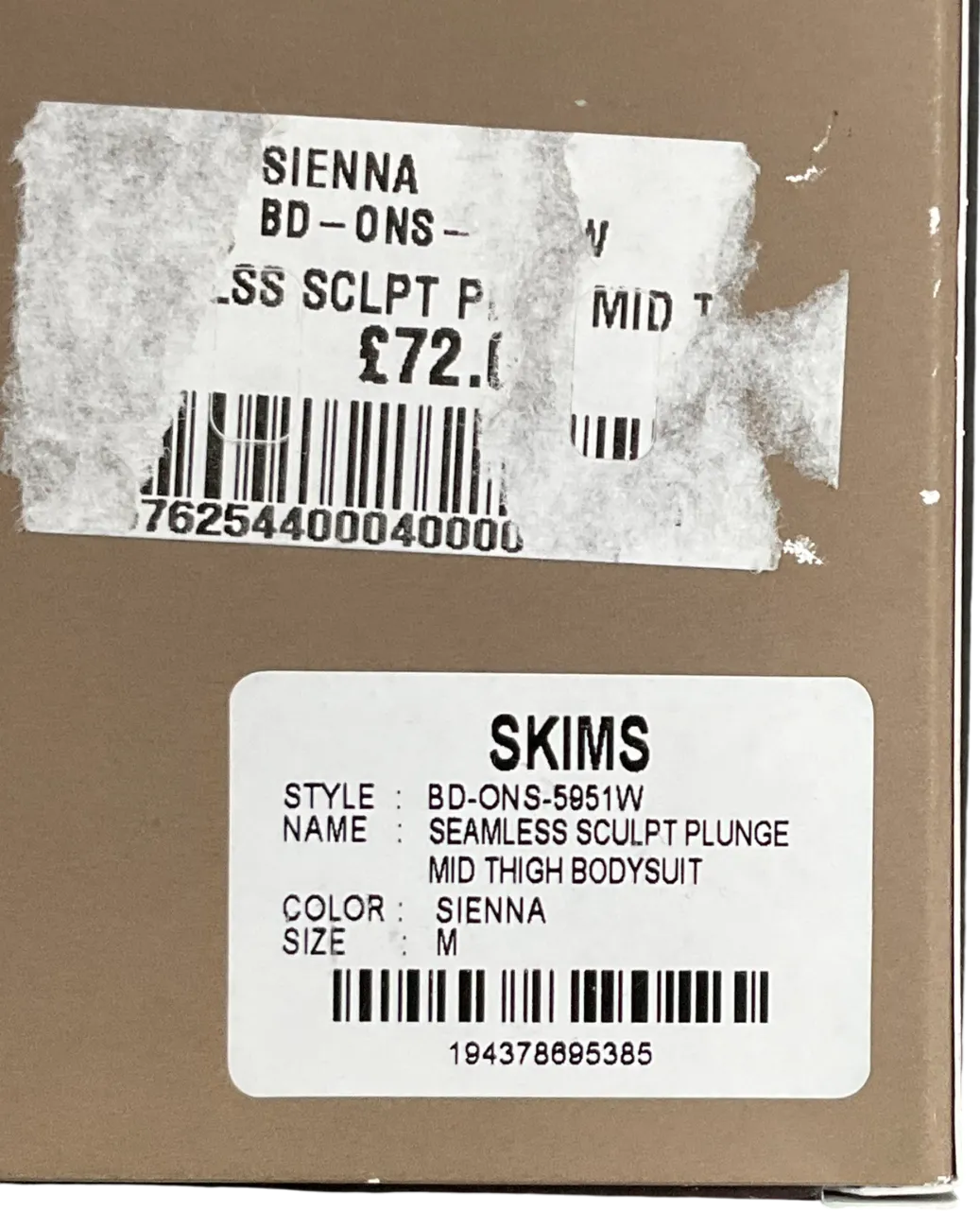 SKIMS Seamless Sculpt Plunge Mid Thigh Bodysuit In Sienna UK M