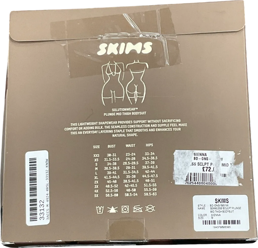 SKIMS Seamless Sculpt Plunge Mid Thigh Bodysuit In Sienna UK M