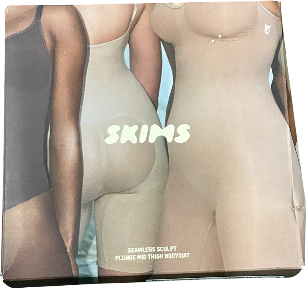 SKIMS Seamless Sculpt Plunge Mid Thigh Bodysuit In Sienna UK M