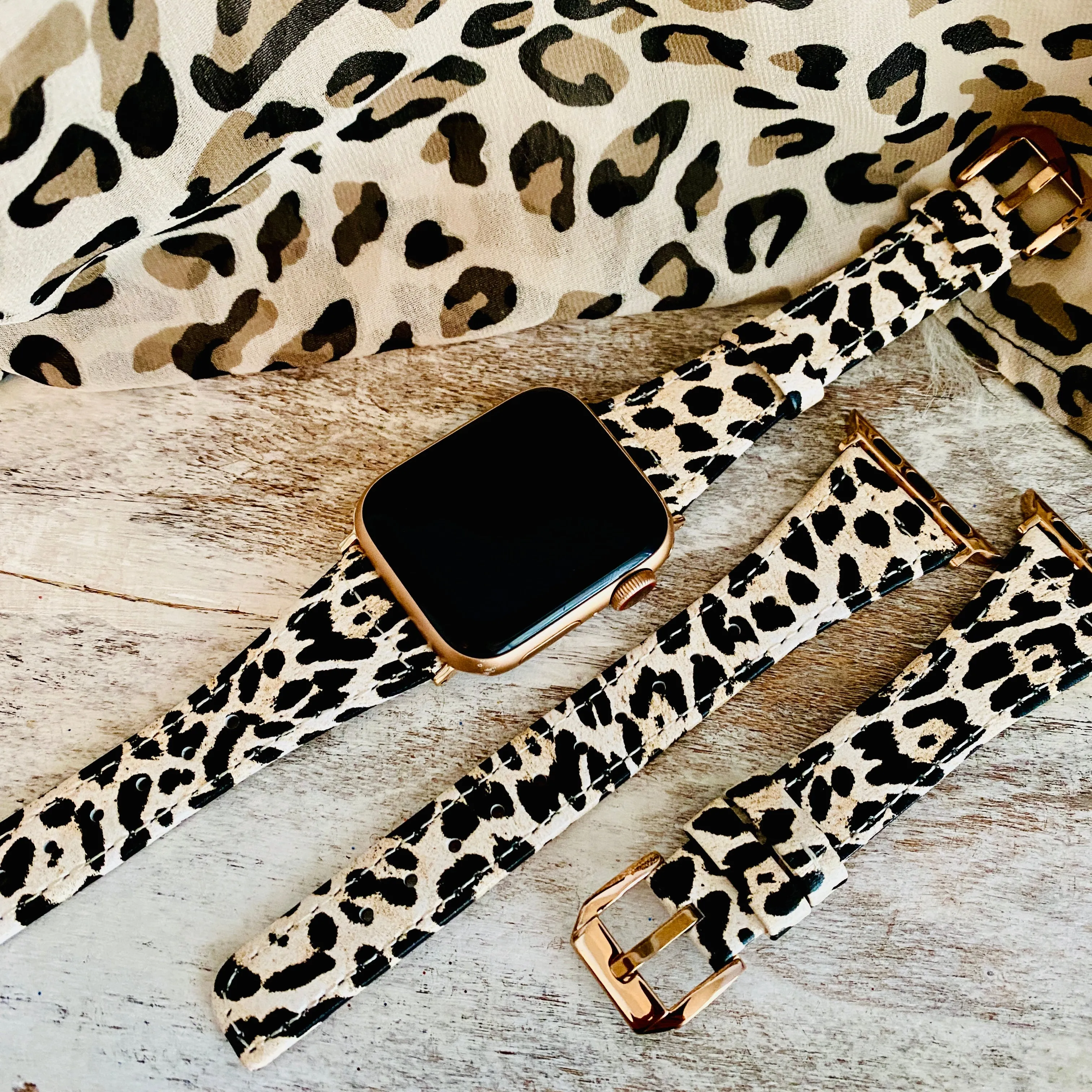 Slim Leather Leopard Band For Apple Watch Two Colors Available