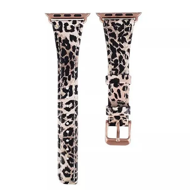 Slim Leather Leopard Band For Apple Watch Two Colors Available