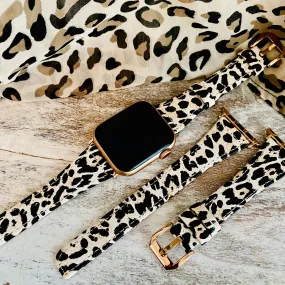 Slim Leather Leopard Band For Apple Watch Two Colors Available