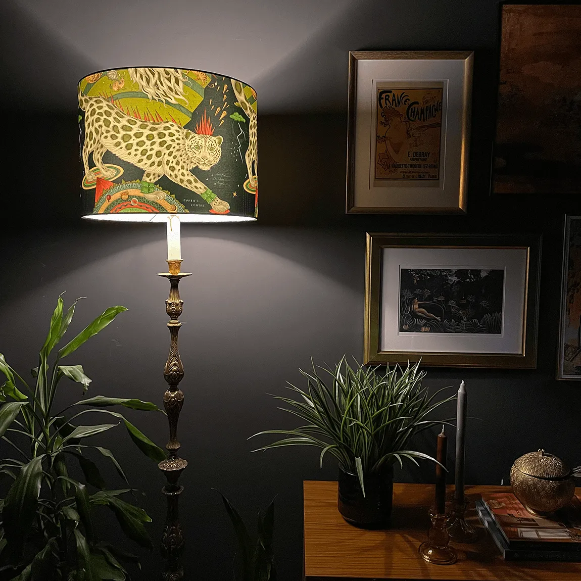 Snow Leopard Silk Lampshade - Large