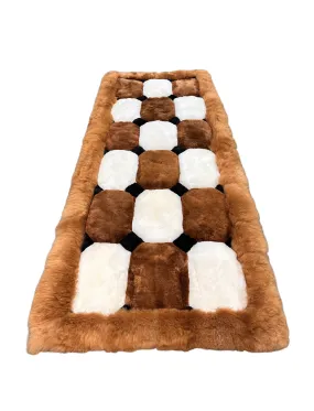 Squares & Diamonds Tri-Color Geometric Alpaca Rug (2.5x6 ft)