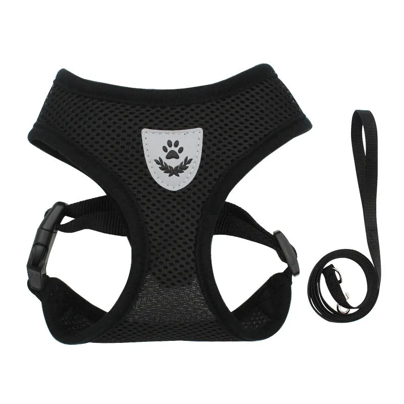Stay safe with our adjustable reflective pet harness and leash