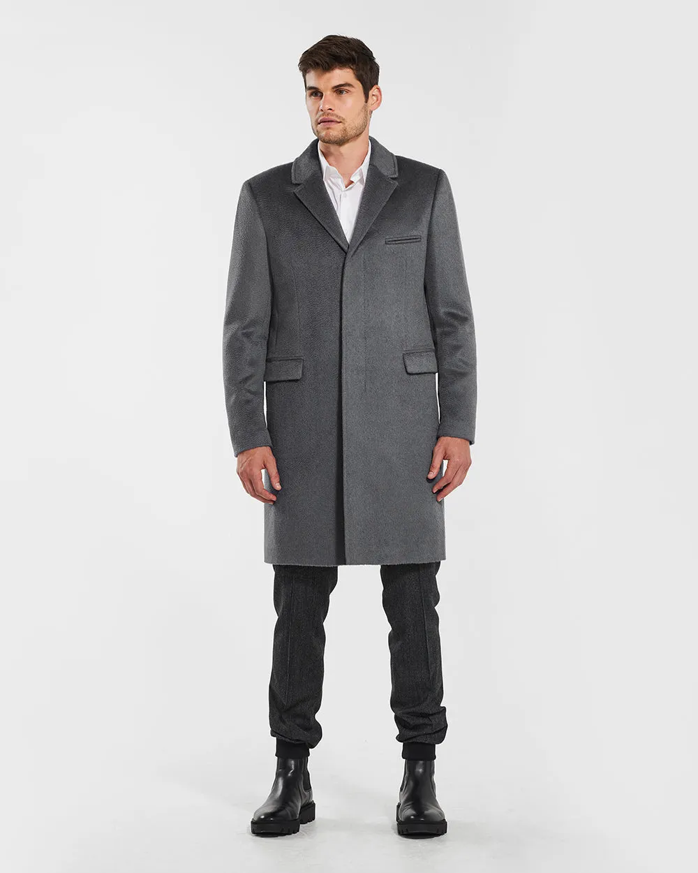 Suri Alpaca Notched Lapel Overcoat