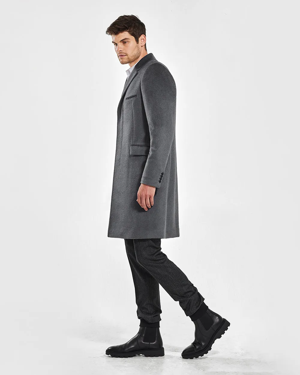 Suri Alpaca Notched Lapel Overcoat