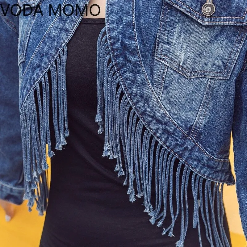 Tassel Loose Overcoat Jeans Jacket