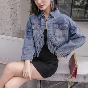Tassel Loose Overcoat Jeans Jacket