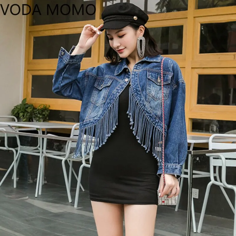 Tassel Loose Overcoat Jeans Jacket