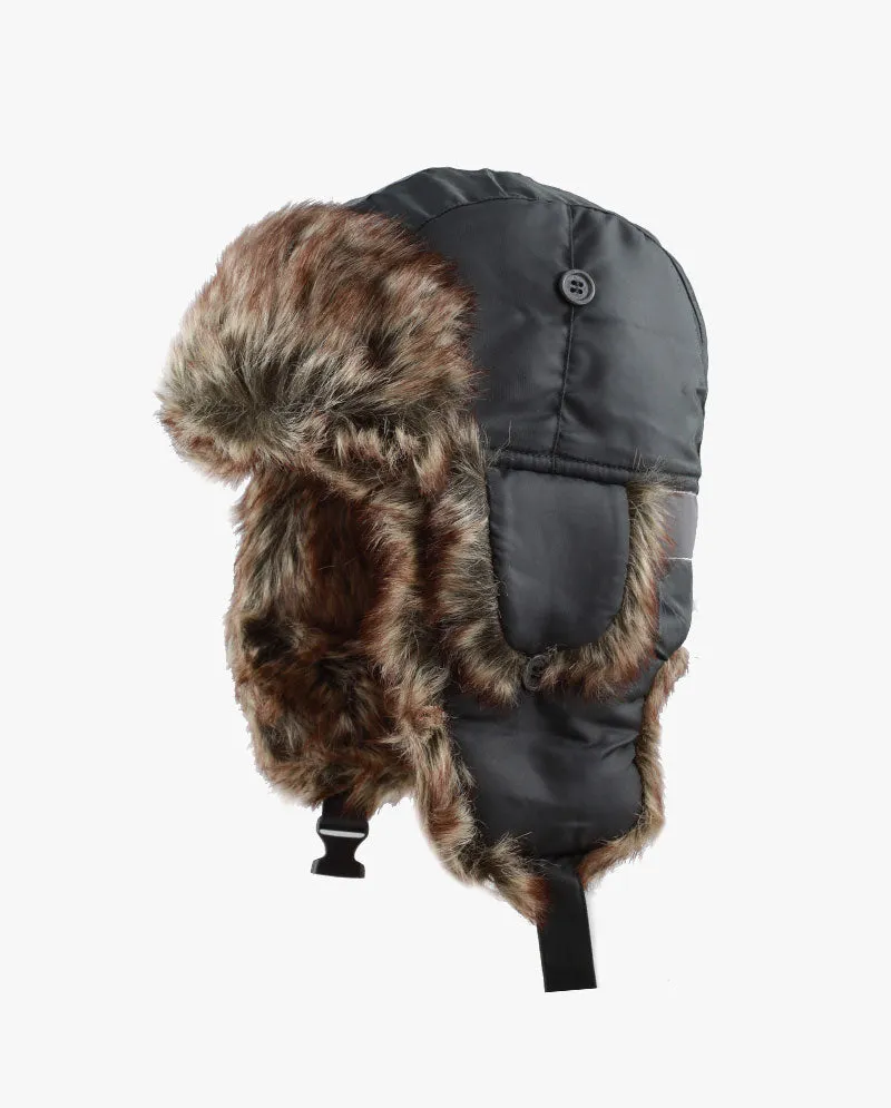 The Hat Depot Kids - Safety Reflective Faux Fur Aviator Trapper