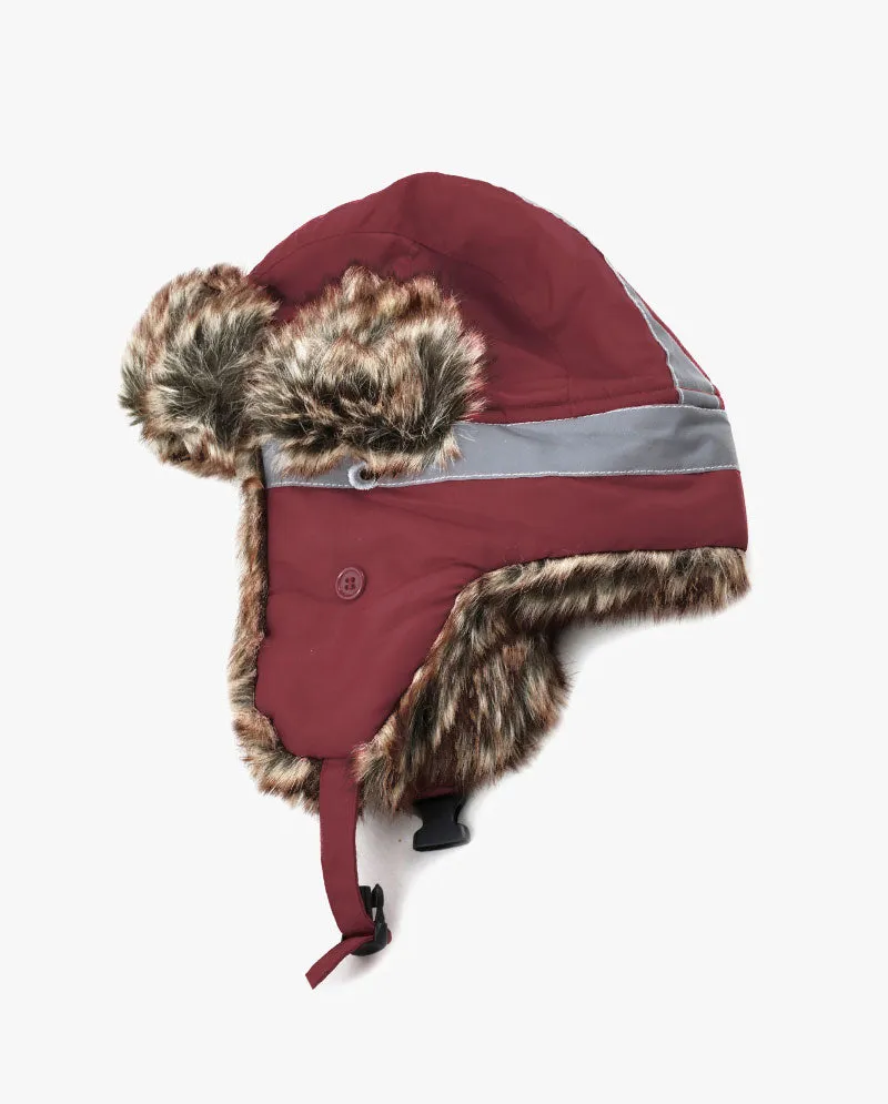 The Hat Depot Kids - Safety Reflective Faux Fur Aviator Trapper