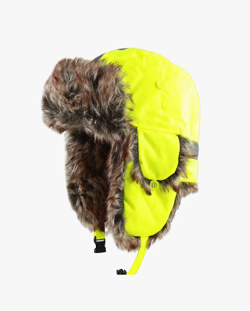 The Hat Depot Kids - Safety Reflective Faux Fur Aviator Trapper
